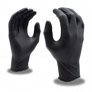 Medium Black Nitrile Gloves Embossed with Z-Tread - 100 gloves/box - Powder-Free