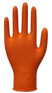 Medium Orange Nitrile Gloves Embossed with Z-Tread - 100 gloves/box - Powder-Free