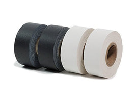 Baby Gaffer Tape Rolls, White & Black, 1" X 8YD, Four Rolls/Order (Two White and Two Black in an Industrial Ziplock Bag)