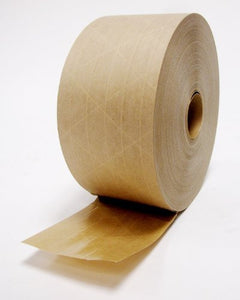 Reinforced Water Activated Gum Tape 3" X 450', Natural Color- 10 rolls/case