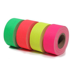 4 Rolls Premium Professional Grade Gaffer Tape - 1/2 Inch X 50 Yards - Fluorescent / Neon Orange, Pink, Yellow, and Green - 4 Rolls Per Order